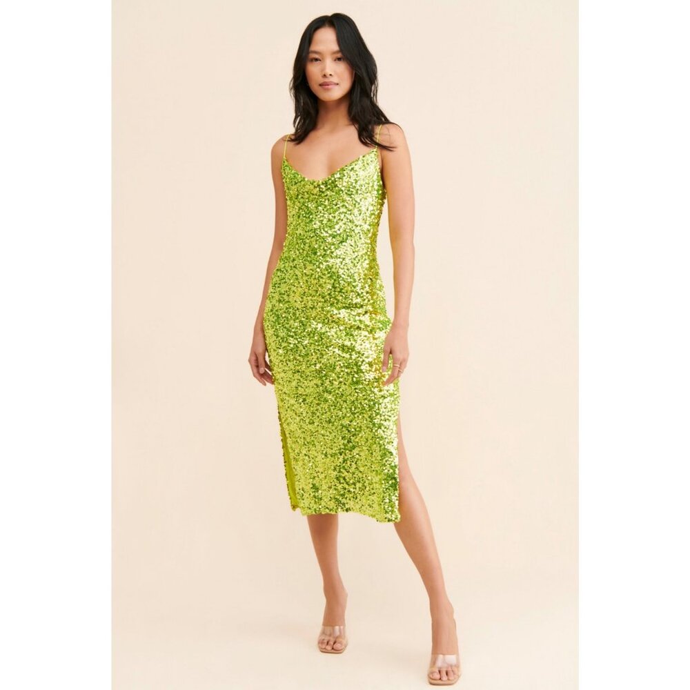 NWT Sachin & Babi Sanza Sequin Dress in Chartreuse Size 6